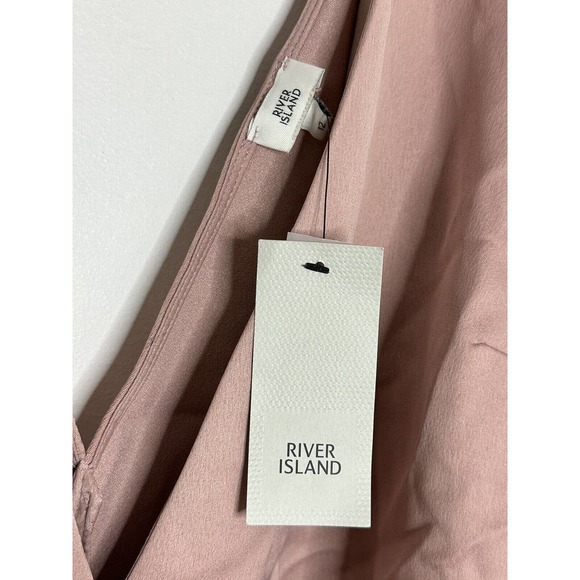 NWT River Island Blush Pink Long Flounce Sleeve Cropped Wrap Blouse Size 12 - Picture 4 of 9